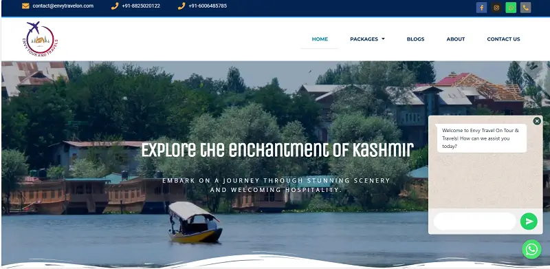 Website made by shakir baba on envy travel on