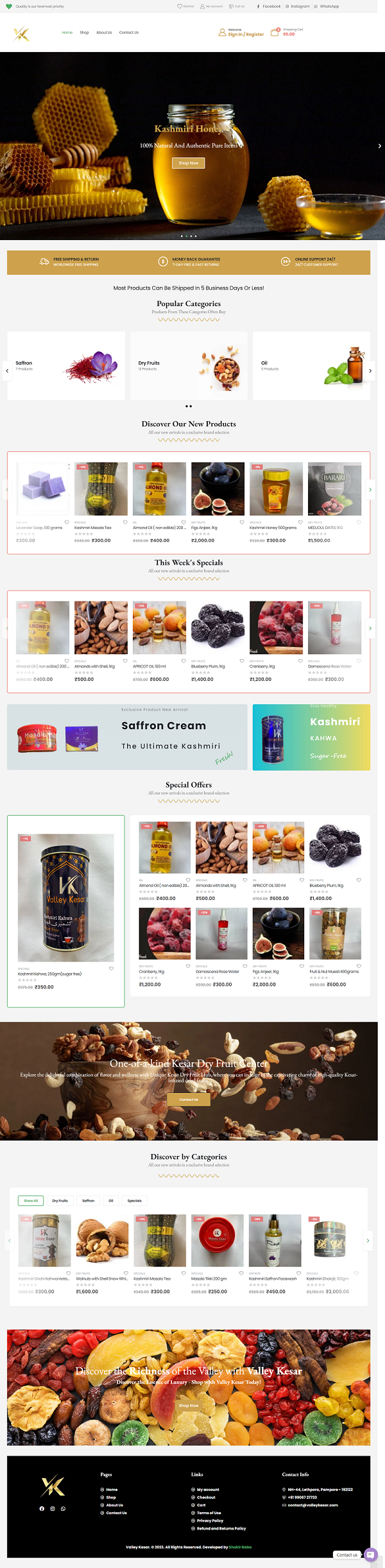 valley kesar website made by shakir baba website developer